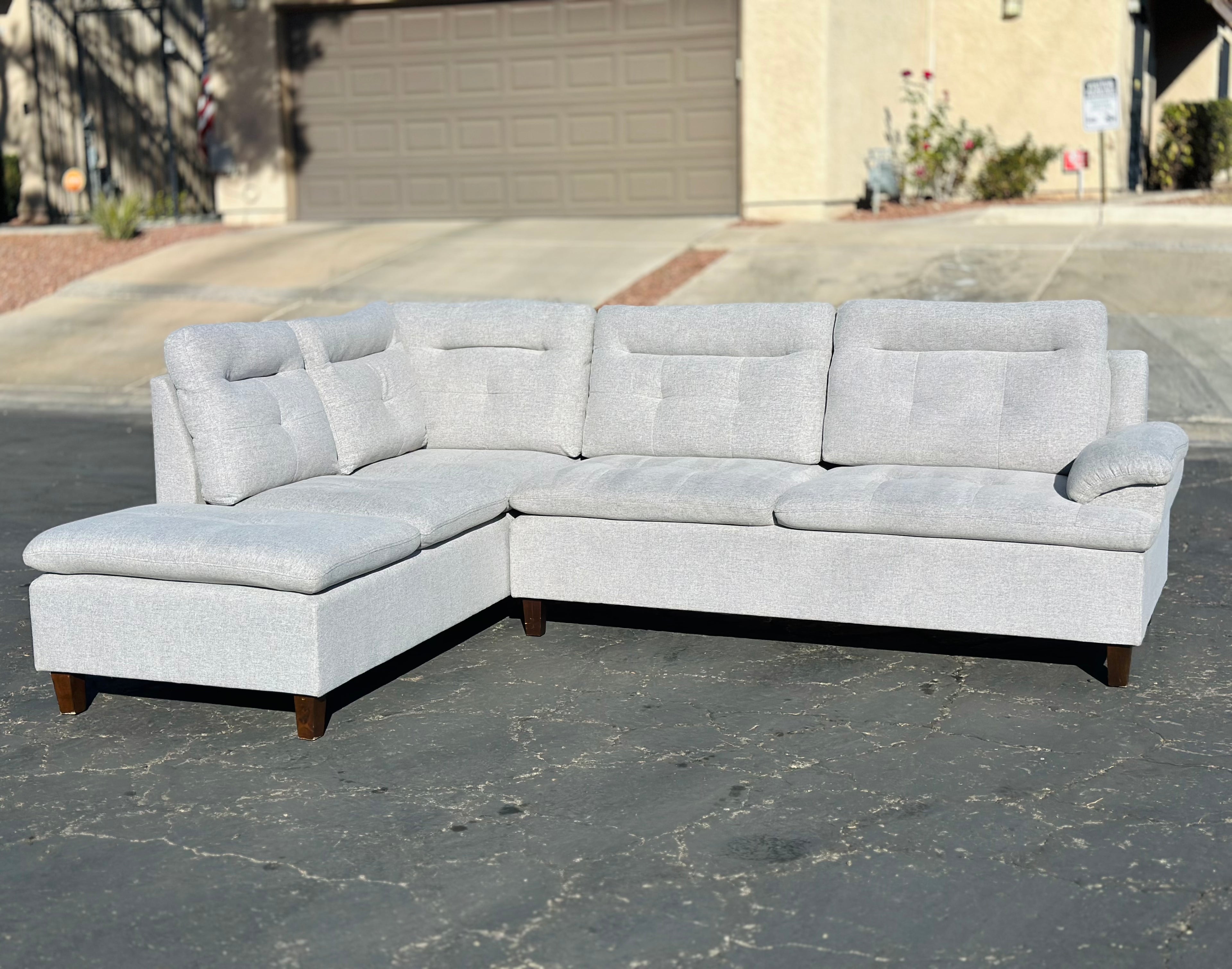 Beautiful Heather Gray Sectional Couch