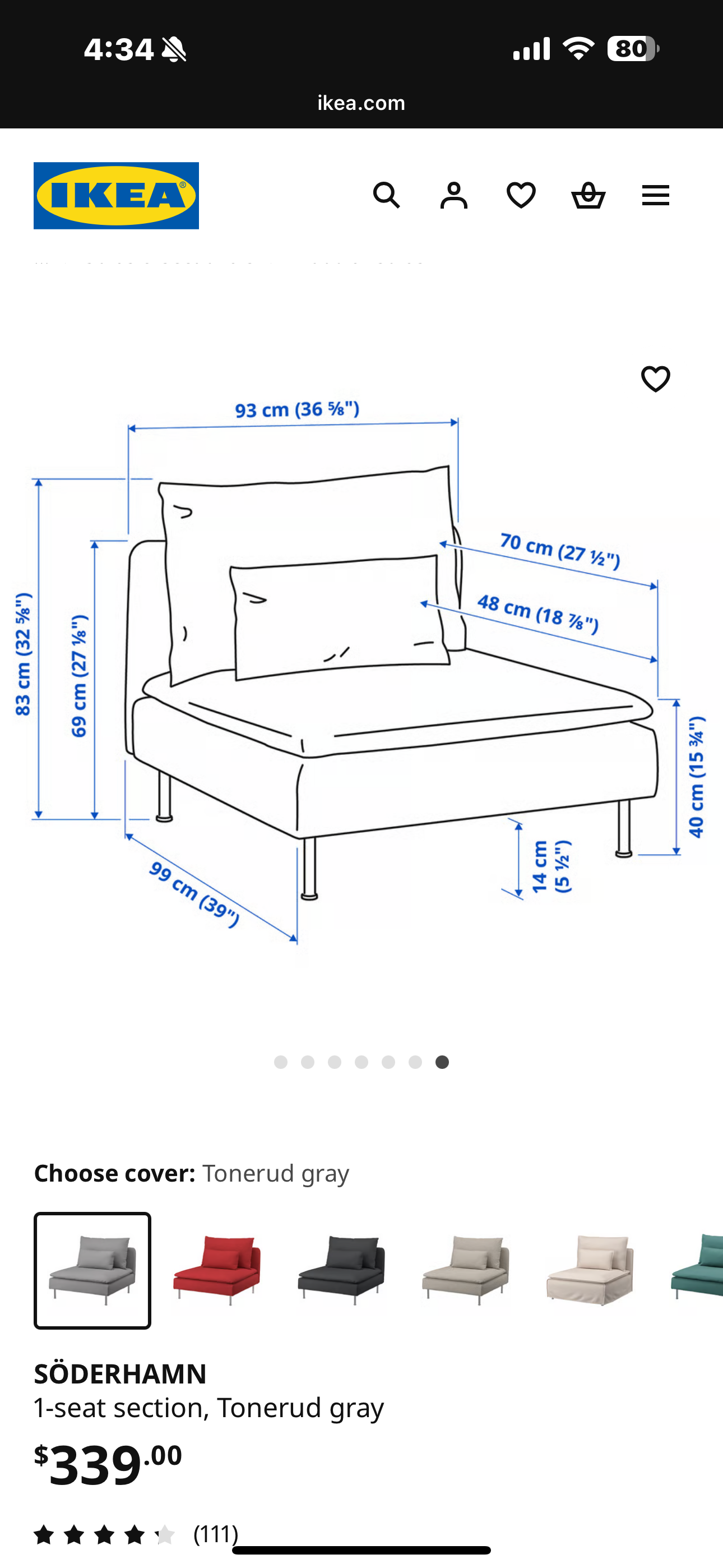 IKEA 4 Piece Soderhamn Modular Secrional