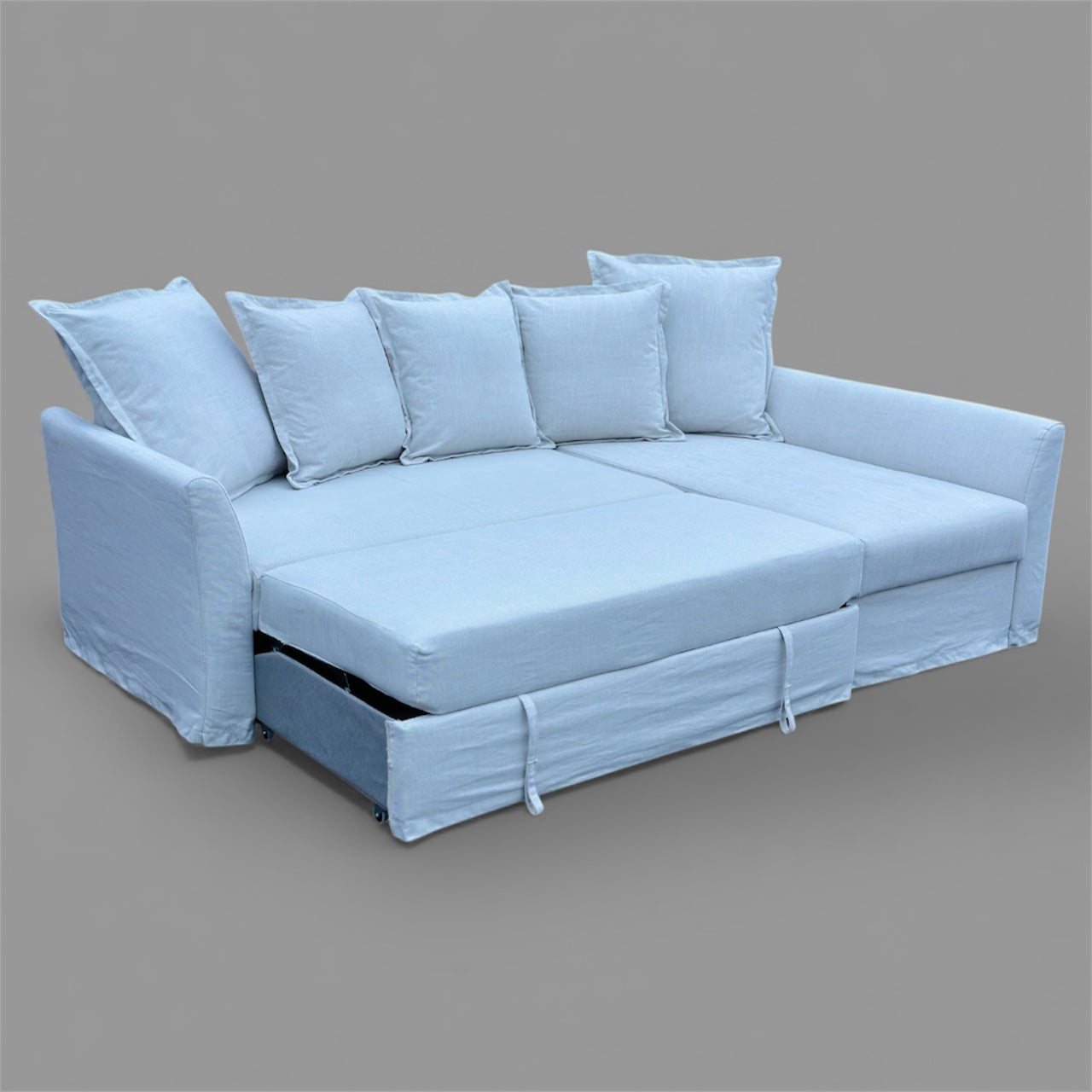 IKEA Holmsund Sectional Couch with Pullout Bed and Chaise with Storage