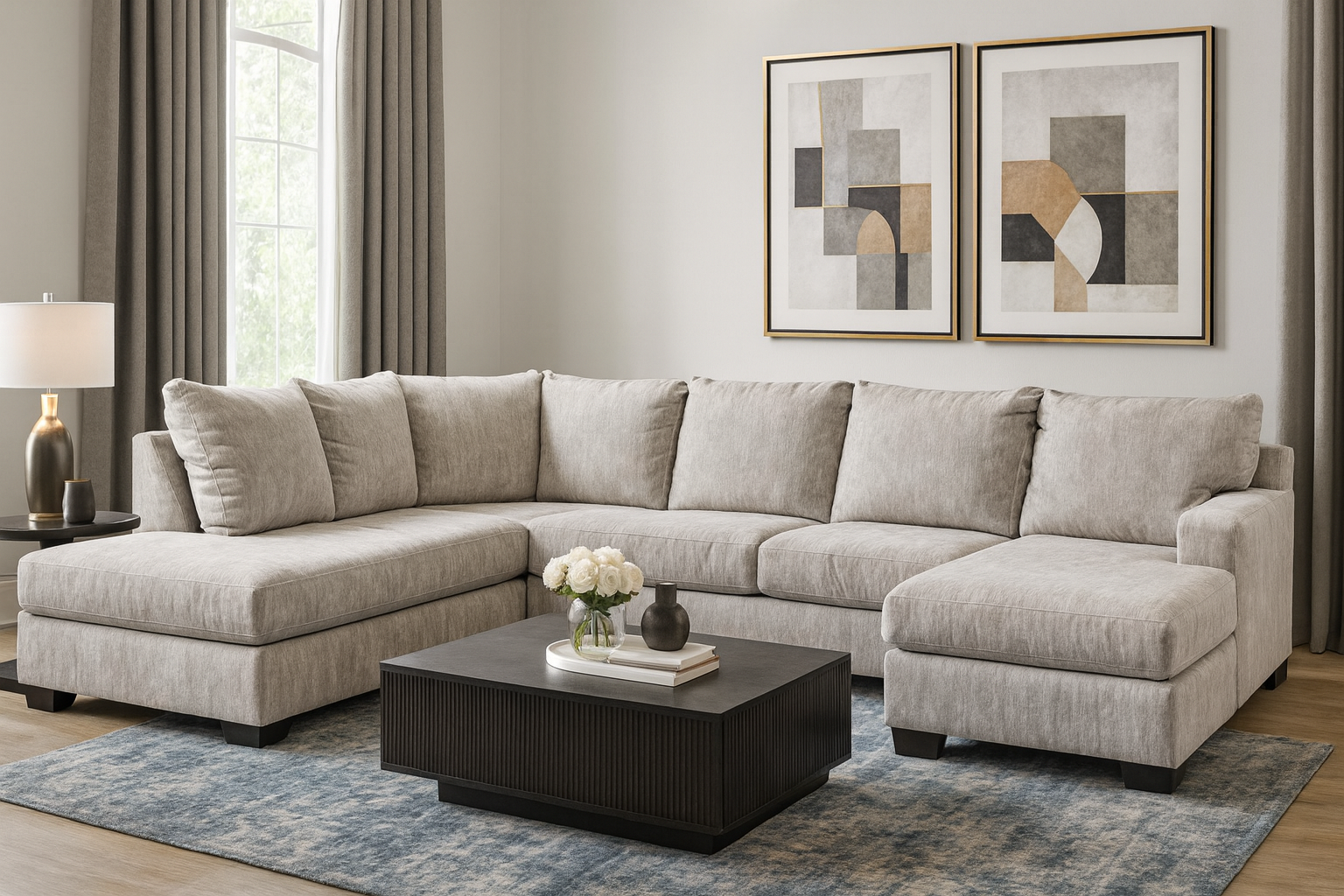 Beautiful Soft Plush Ashley’s Furniture Double Chaise Sectional