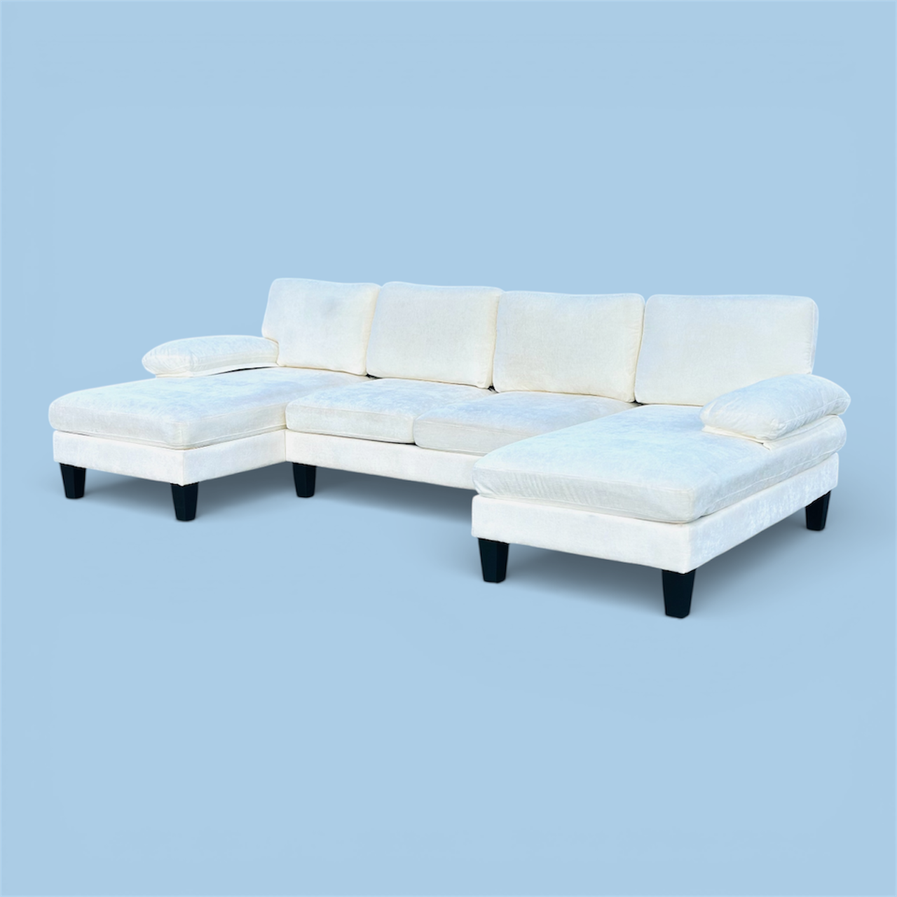 Double Chaise Sectional Sofa Off White Cream