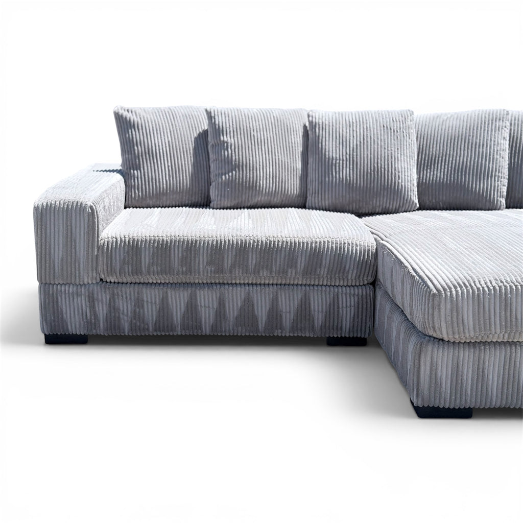Beautiful Gray XL Corduroy L Shape  Sectional