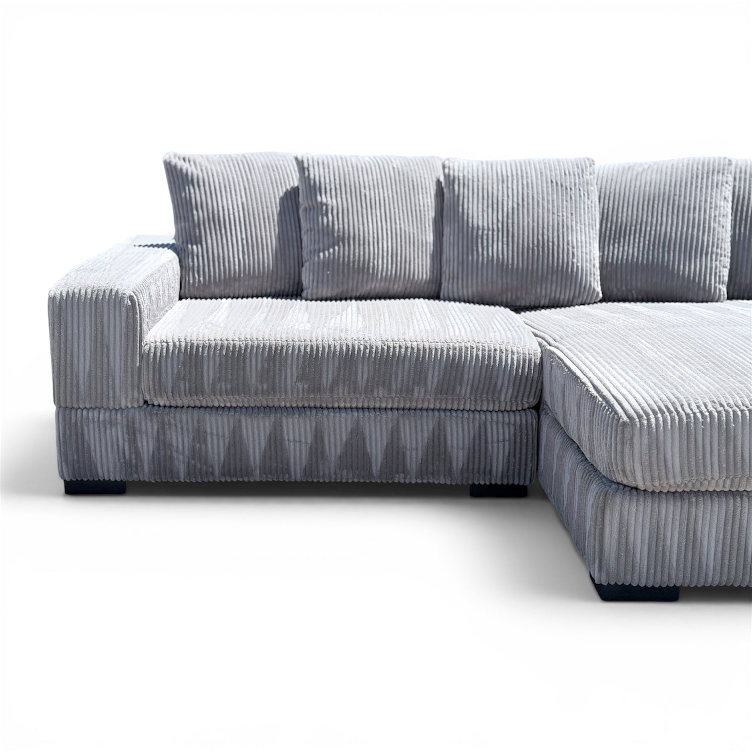 Beautiful Gray XL Corduroy L Shape  Sectional