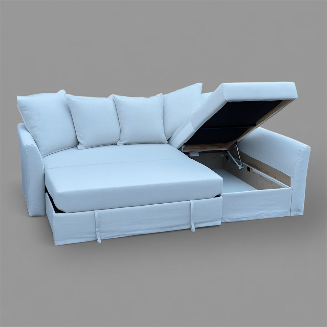 IKEA Holmsund Sectional Couch with Pullout Bed and Chaise with Storage