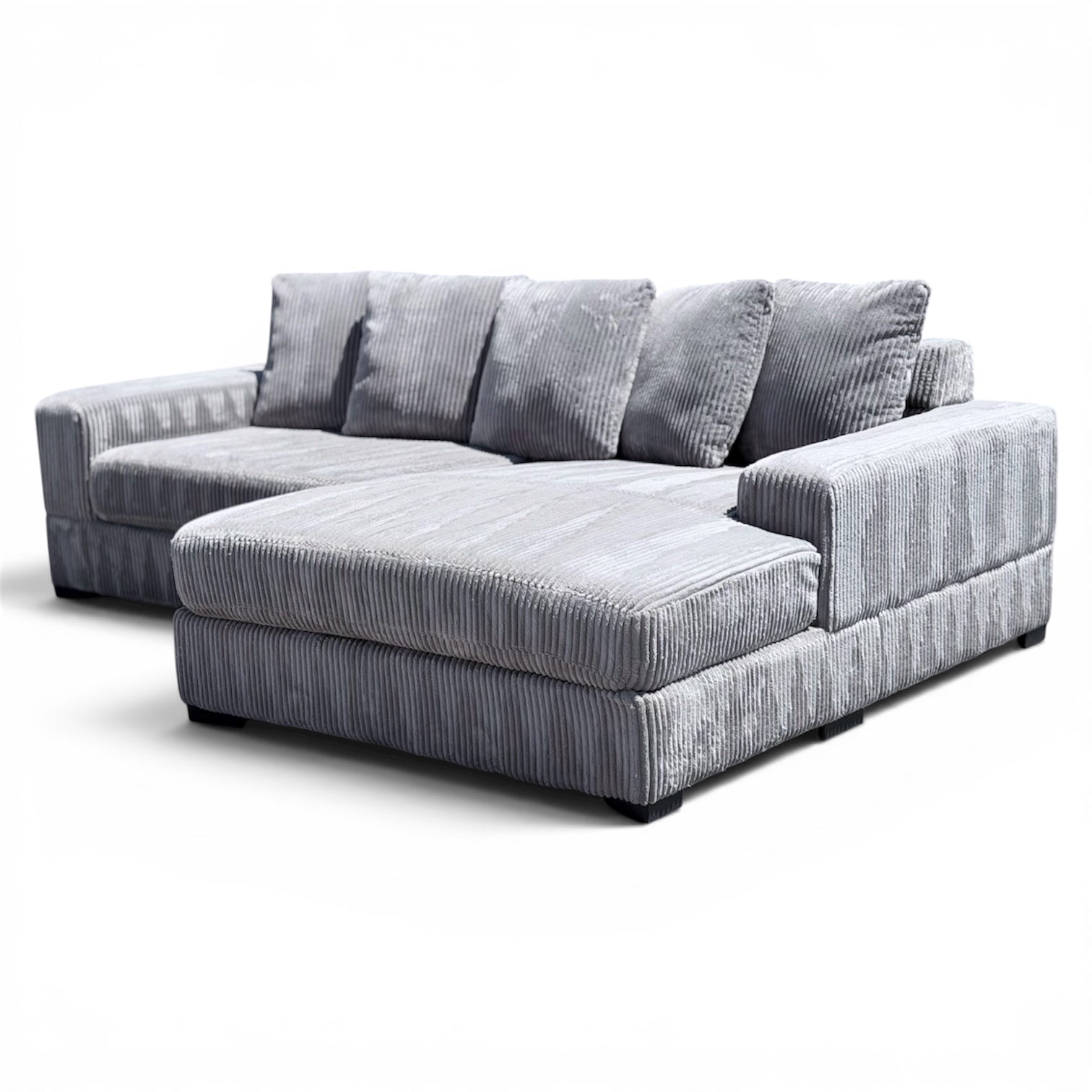 Beautiful Gray XL Corduroy L Shape  Sectional