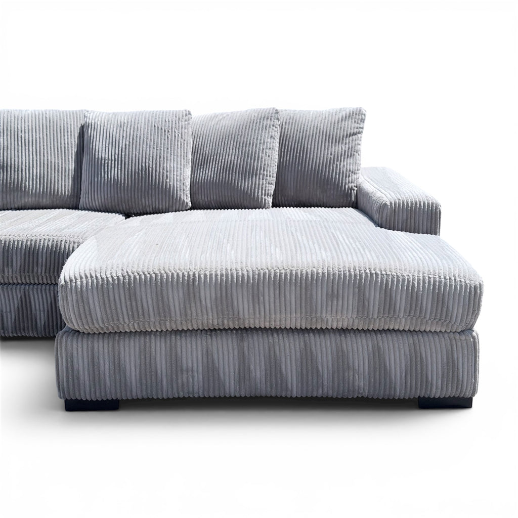 Beautiful Gray XL Corduroy L Shape  Sectional