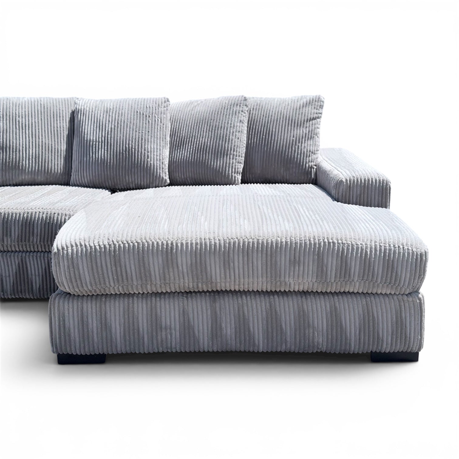 Beautiful Gray XL Corduroy L Shape  Sectional