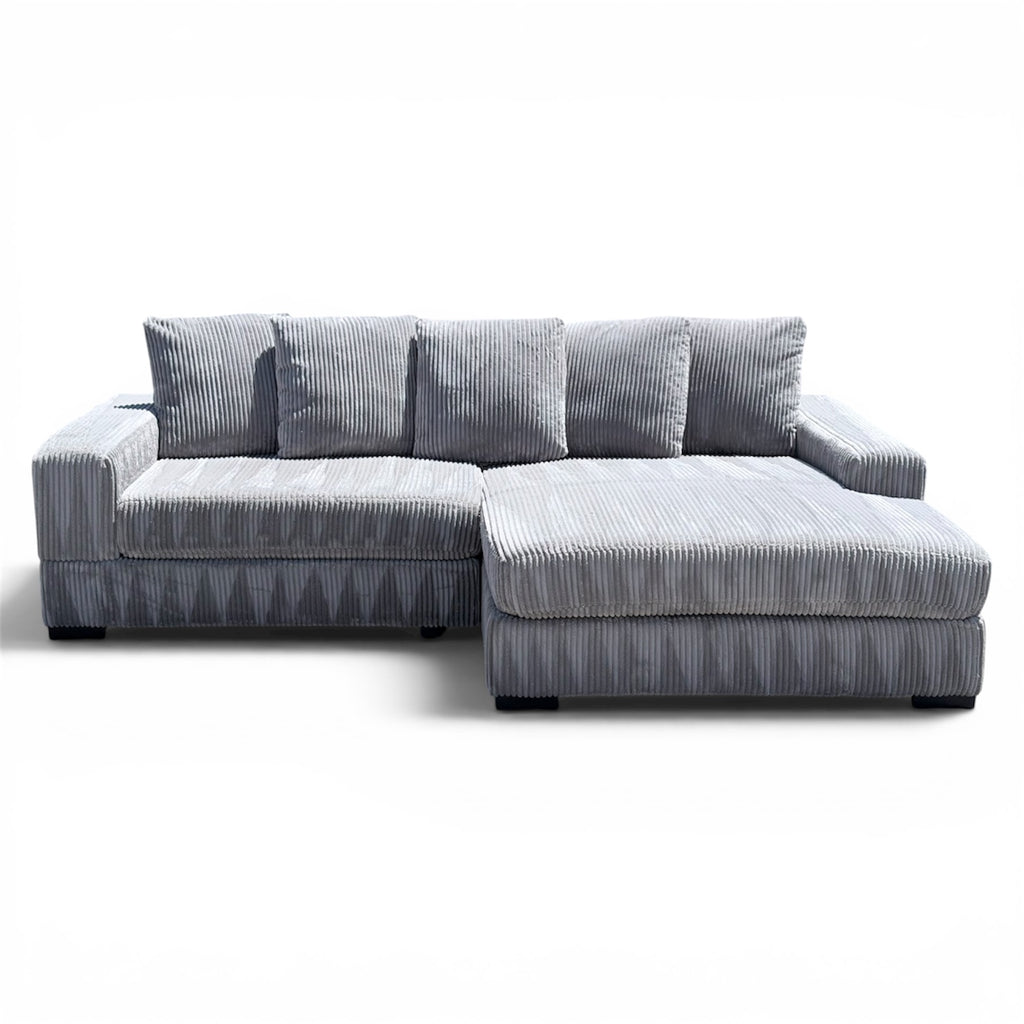 Beautiful Gray XL Corduroy L Shape  Sectional