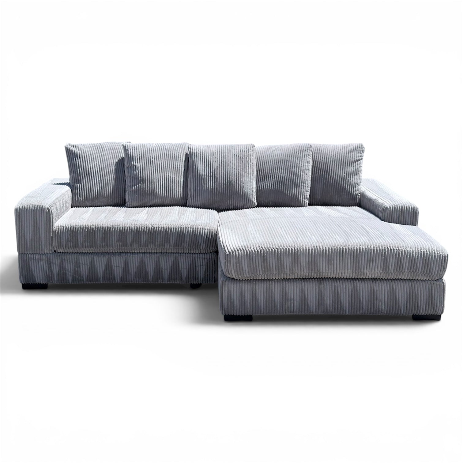 Beautiful Gray XL Corduroy L Shape  Sectional