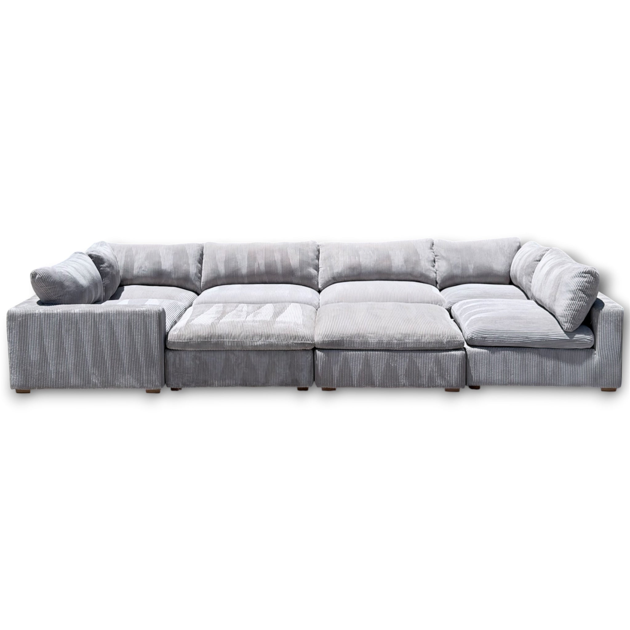 Beautiful Corduroy XL Modular Sectional 8 Pieces With 2 Ottomans