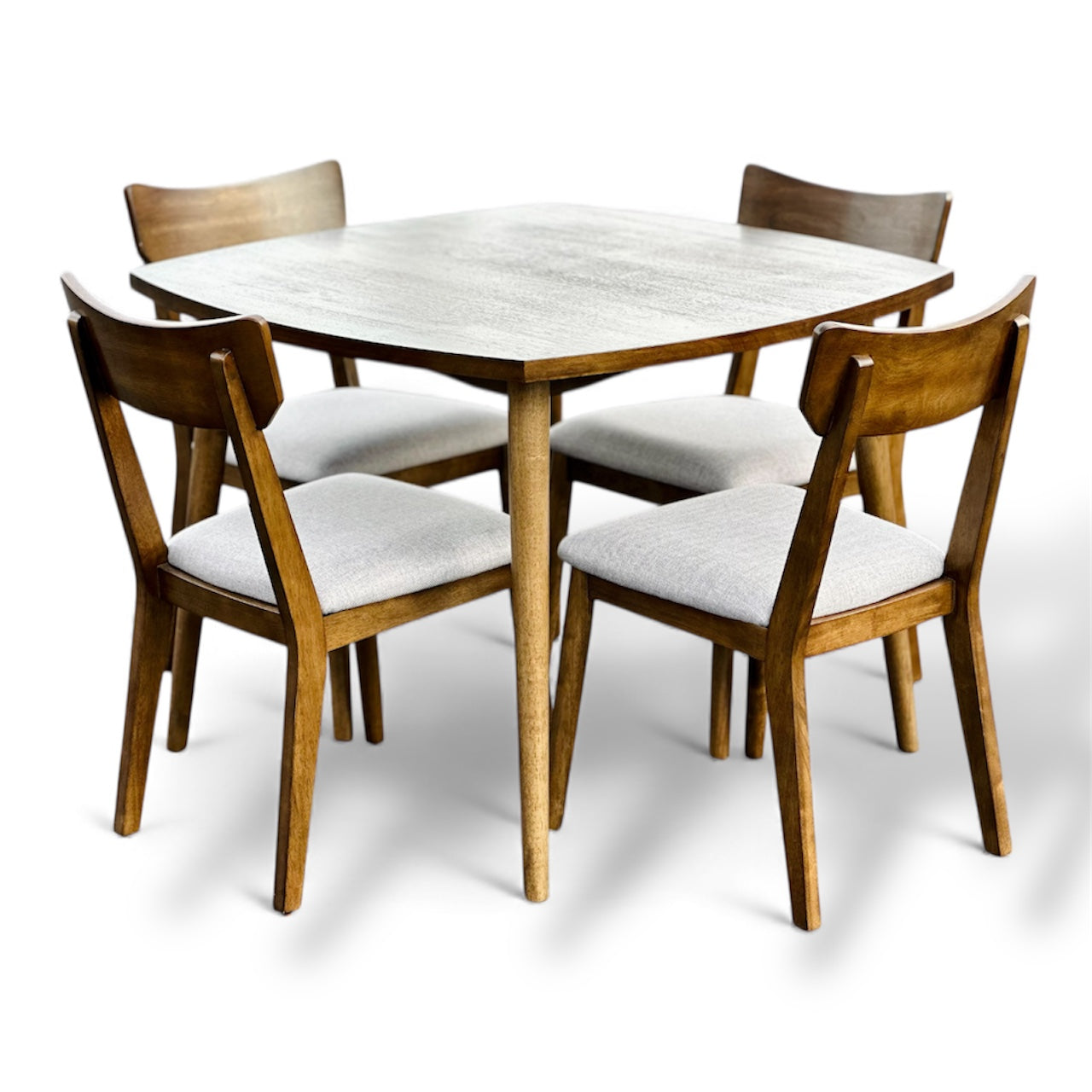 Beautiful Walnut MCM 5 Piece Dining Table & Chairs