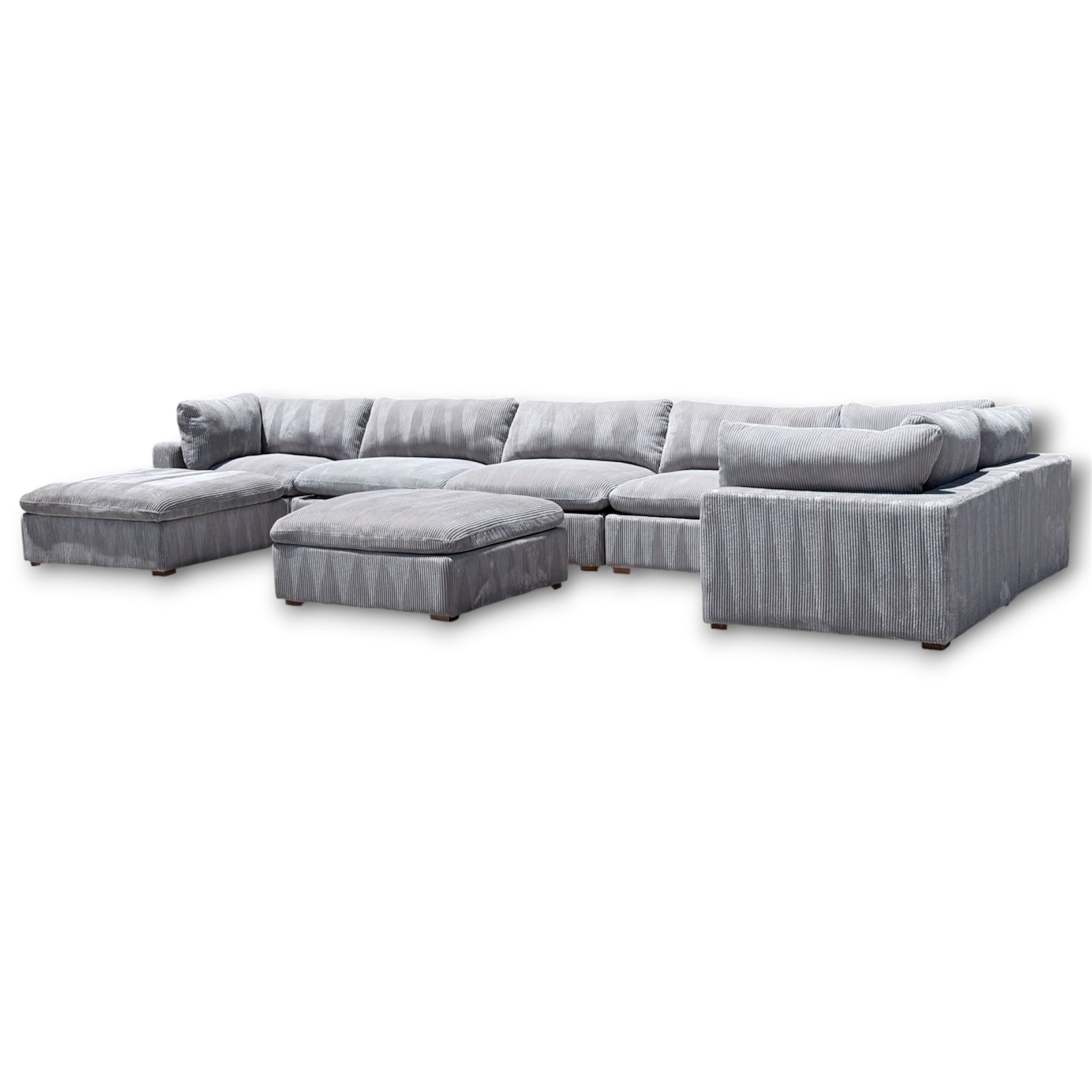 Beautiful Corduroy XL Modular Sectional 8 Pieces With 2 Ottomans