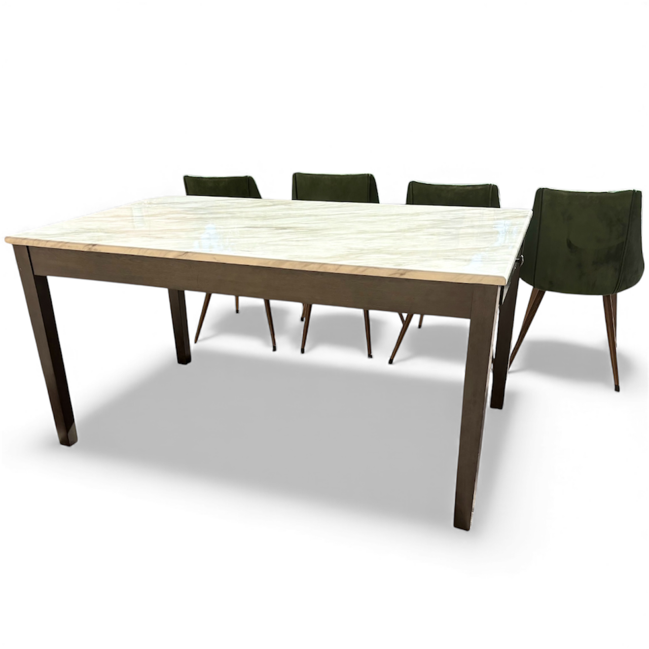 Beautiful Dining Set 5 Pieces with Beautiful Emerald Green Velvet Chairs￼