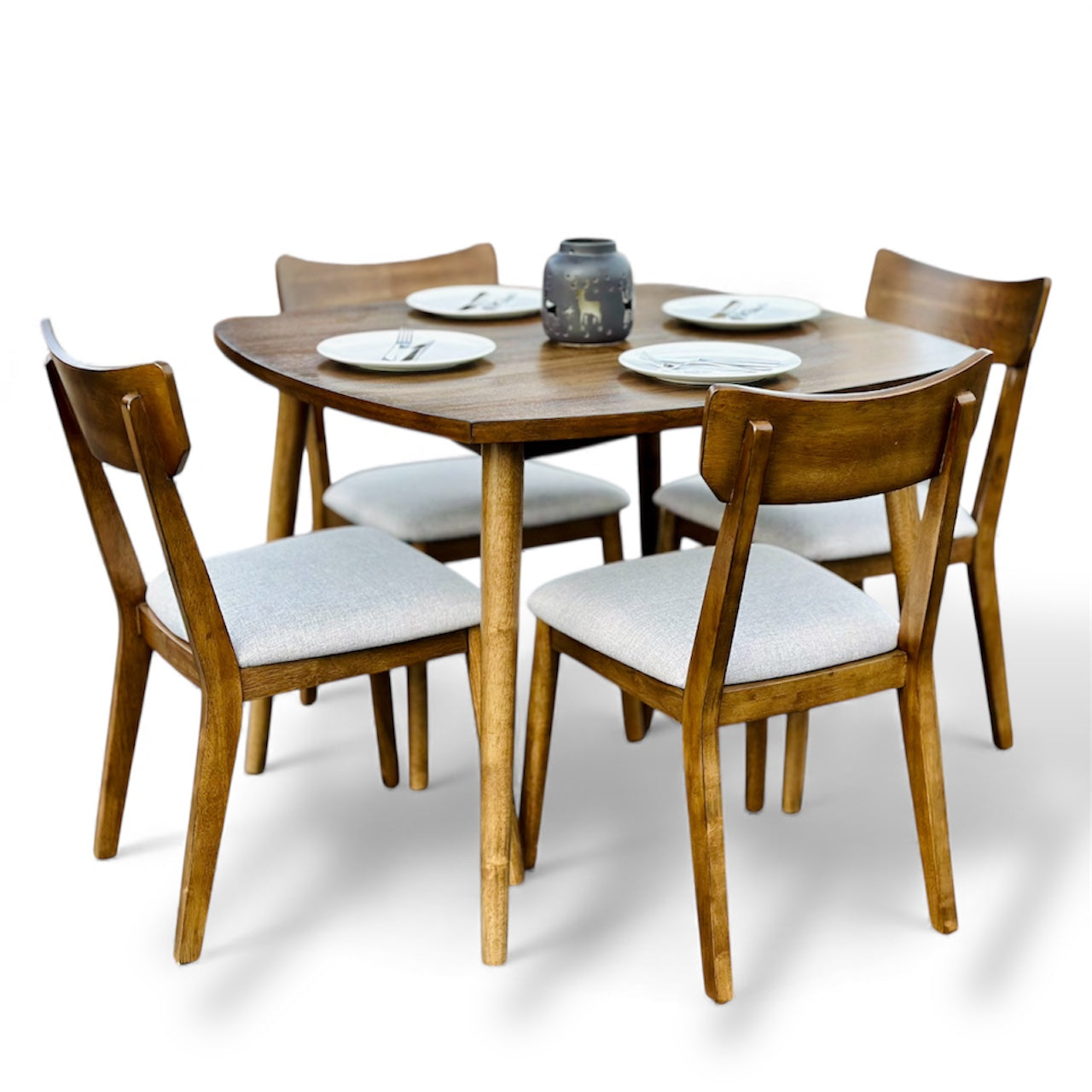 Beautiful Walnut MCM 5 Piece Dining Table & Chairs