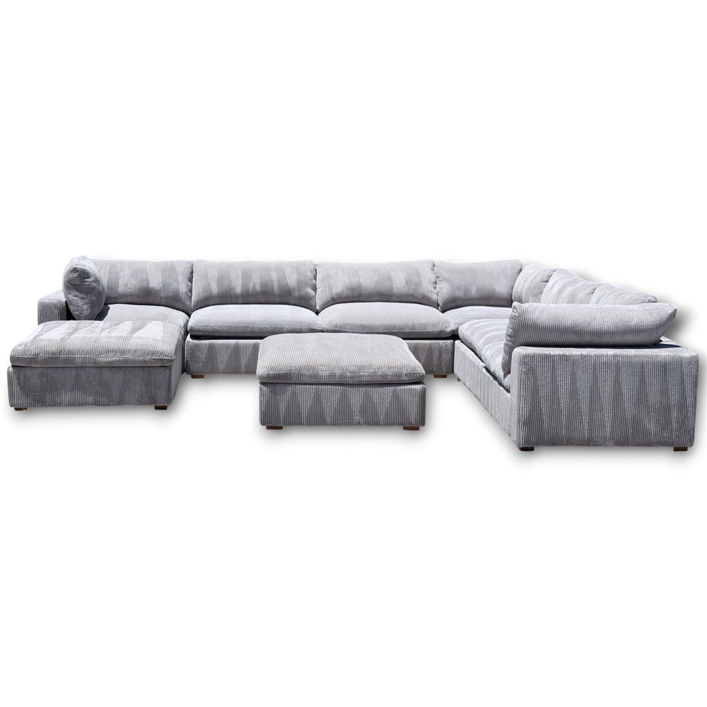 Beautiful Corduroy XL Modular Sectional 8 Pieces With 2 Ottomans
