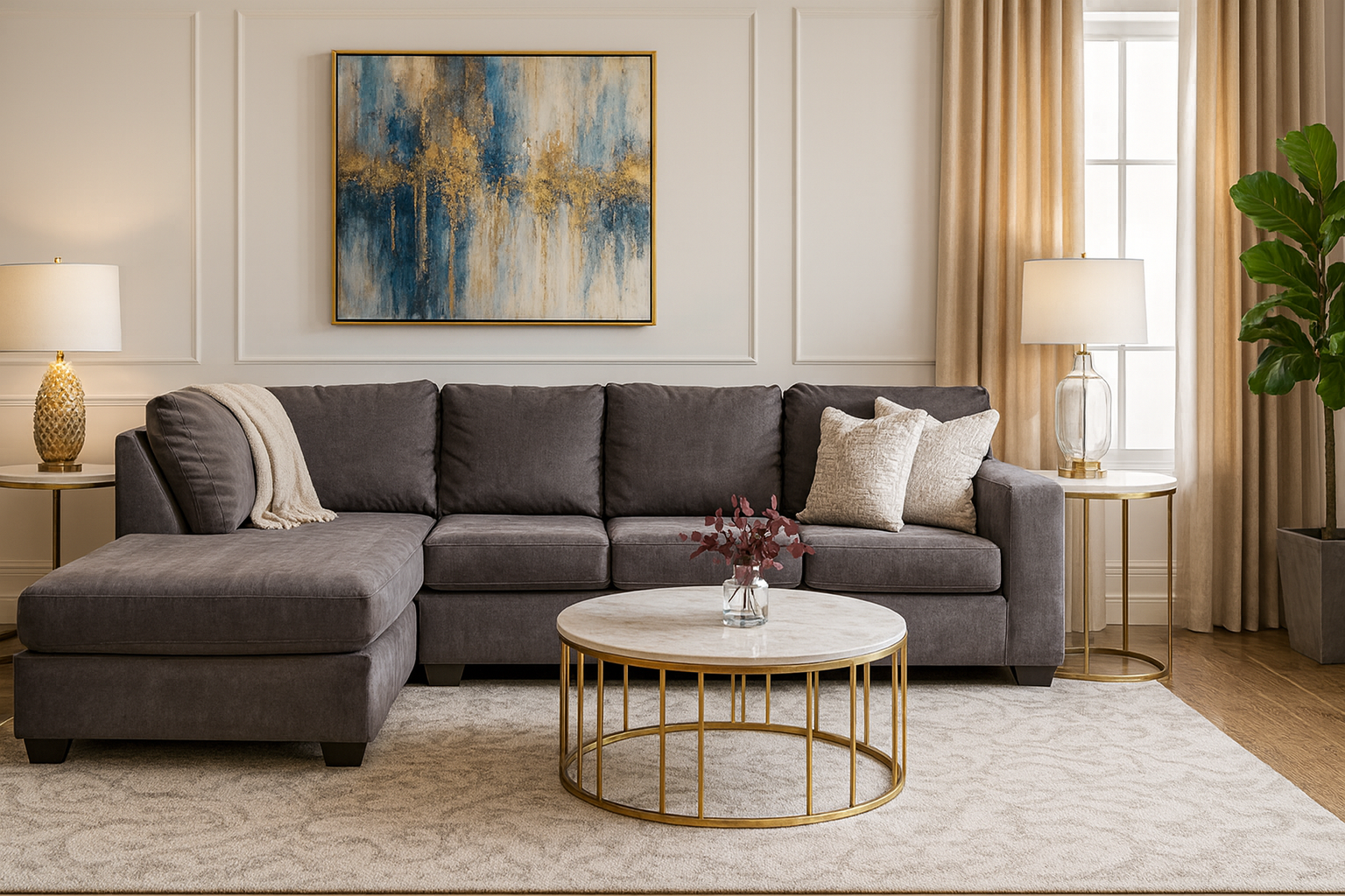 Beautiful Ashley’s Furniture Sectional (Dark Gray)