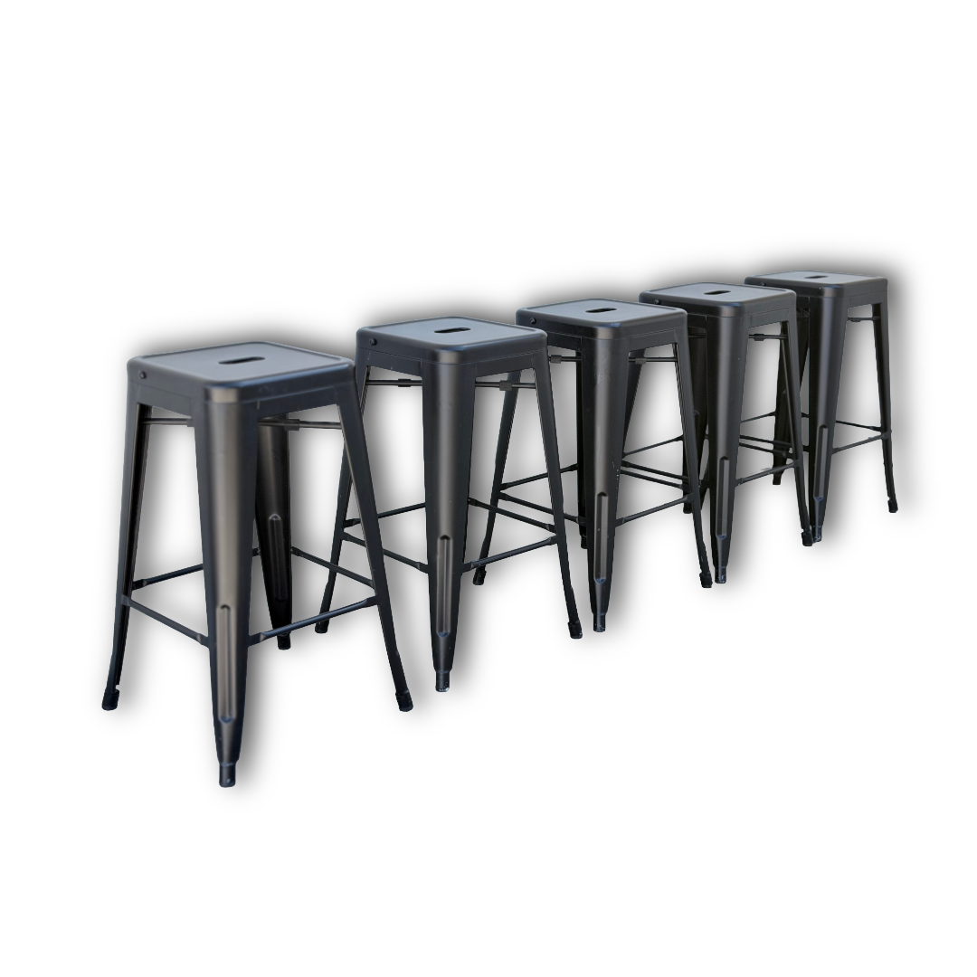 5 Black Metal Barstools