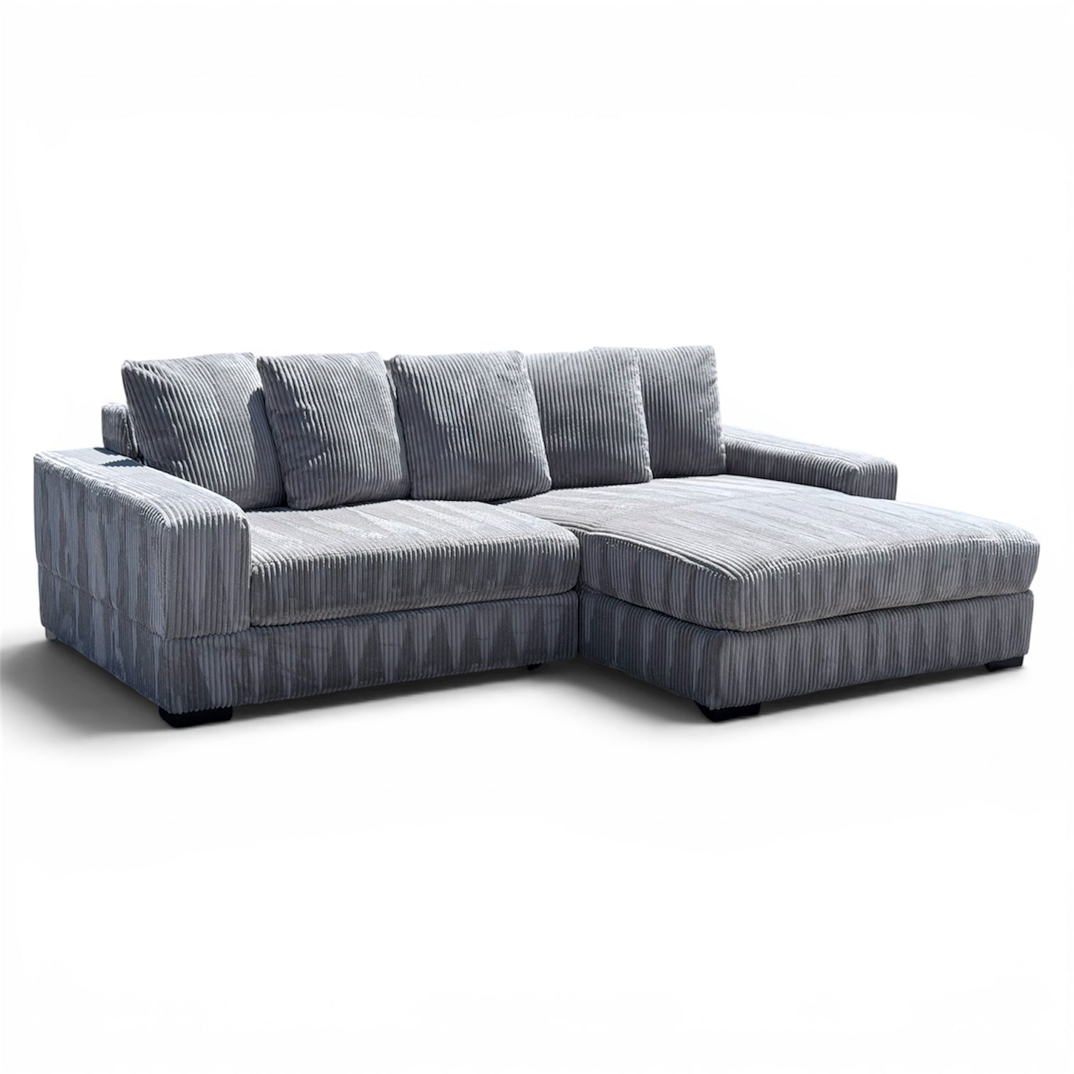 Beautiful Gray XL Corduroy L Shape  Sectional