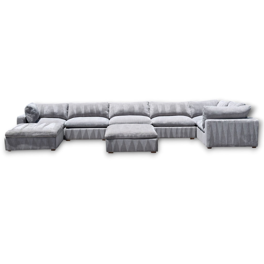 Beautiful Corduroy XL Modular Sectional 8 Pieces With 2 Ottomans