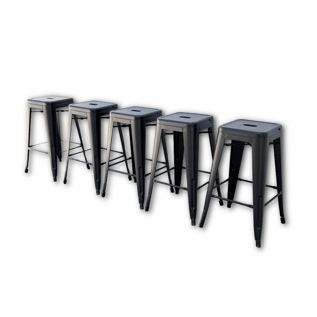 5 Black Metal Barstools