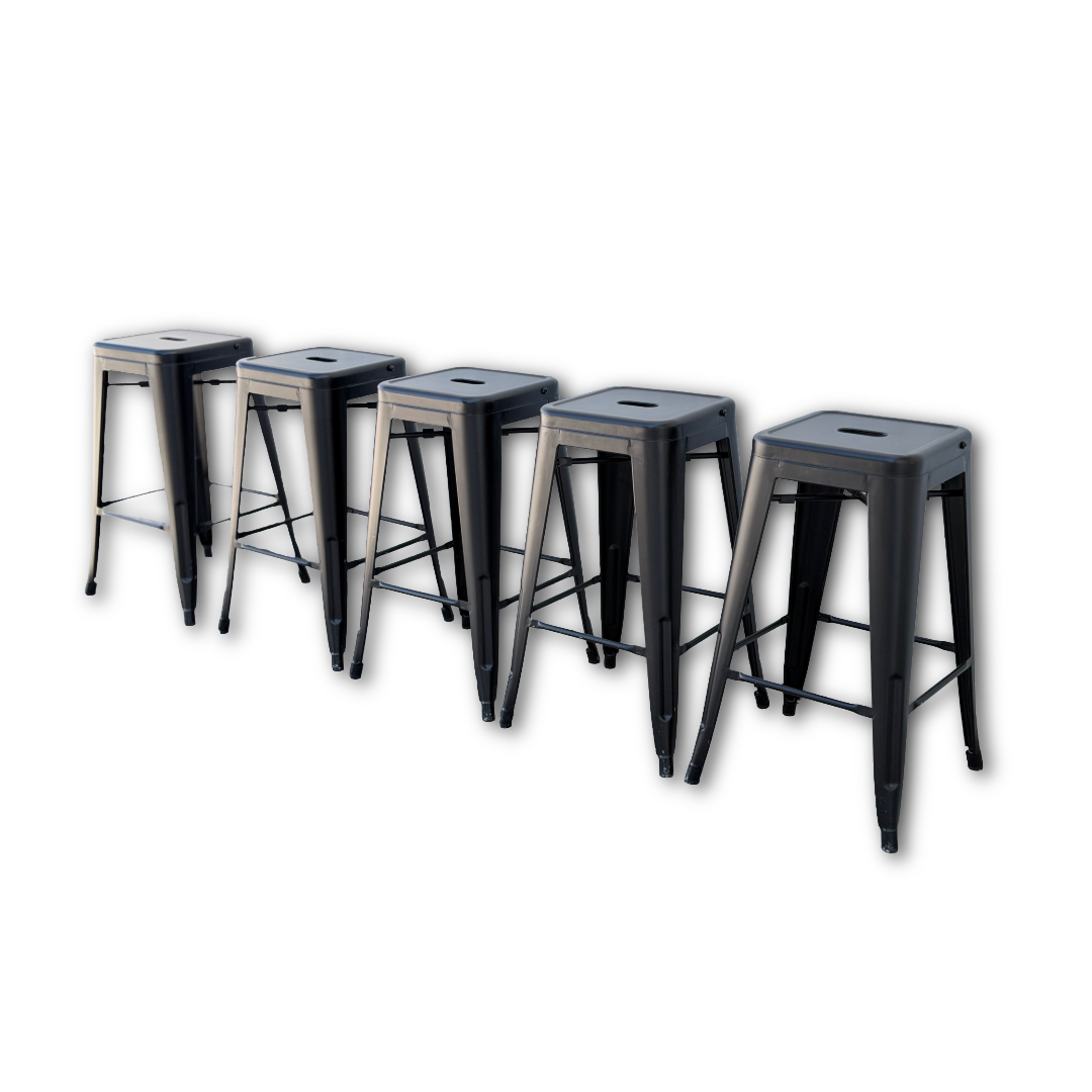 5 Black Metal Barstools