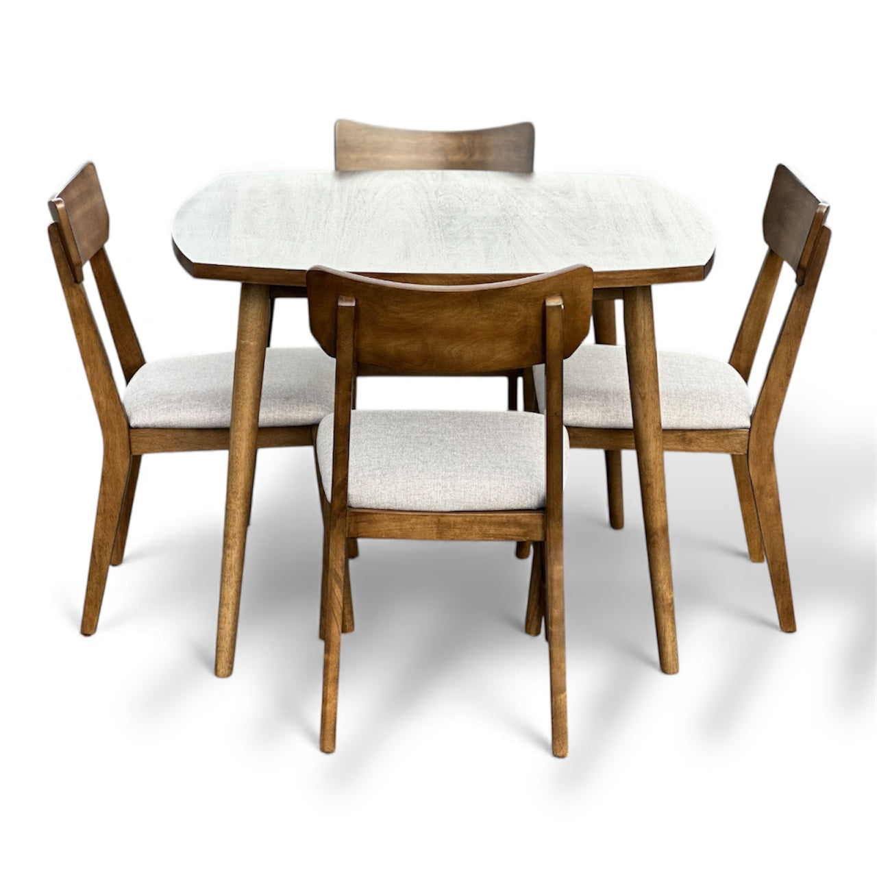 Beautiful Walnut MCM 5 Piece Dining Table & Chairs