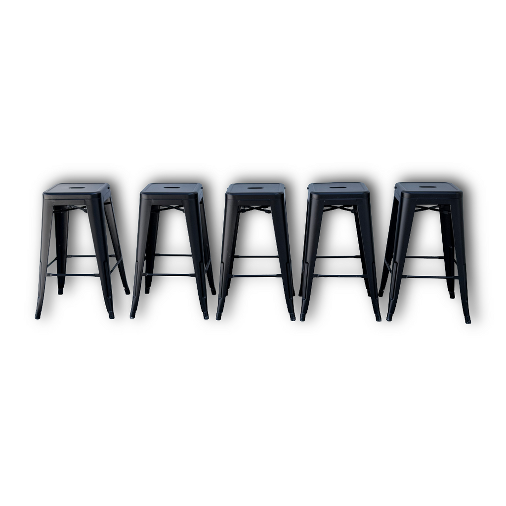 5 Black Metal Barstools