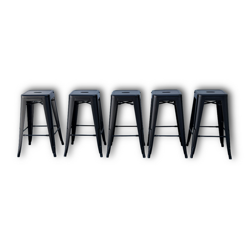 5 Black Metal Barstools