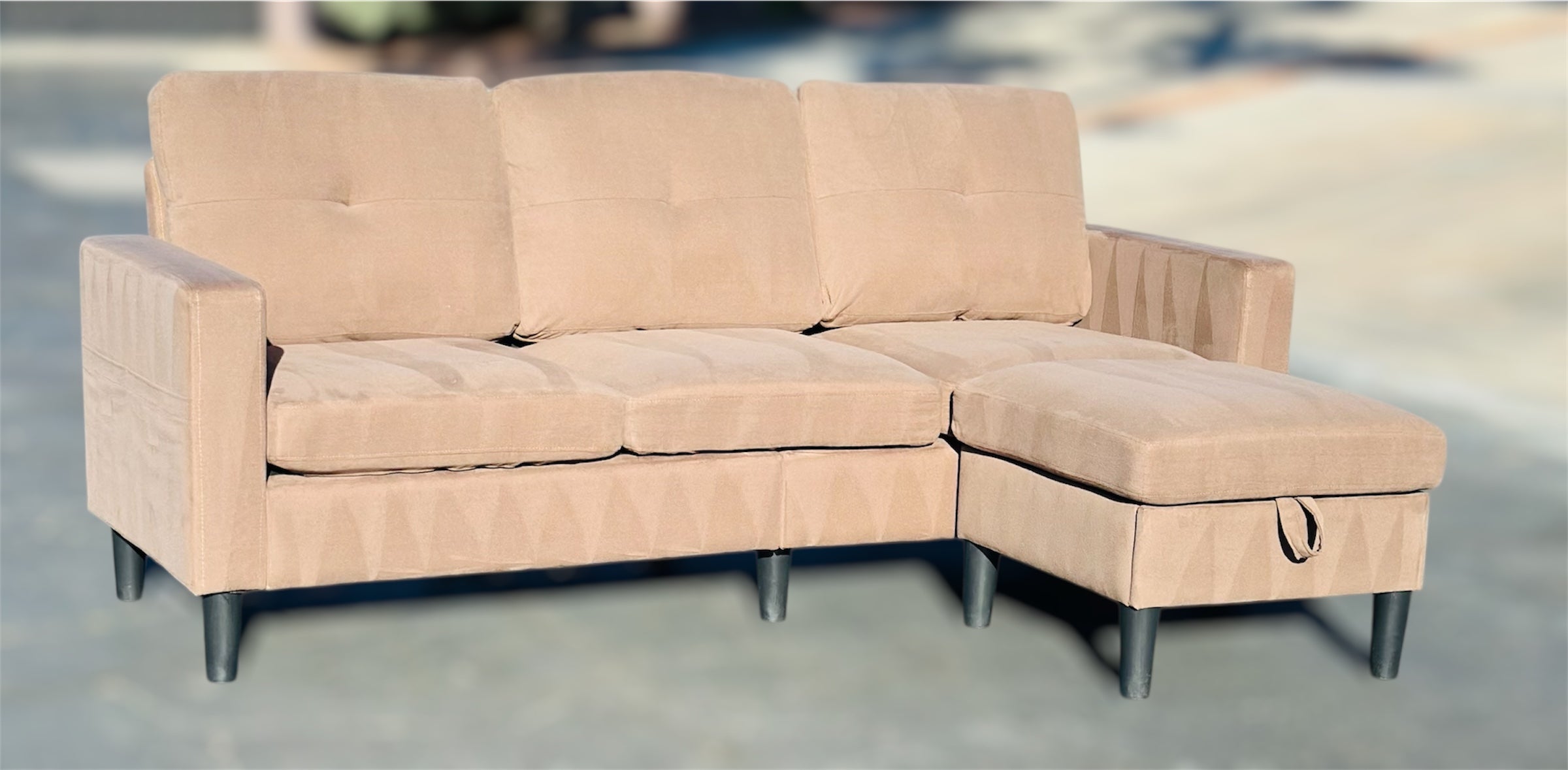 Slim 3 Seater Sofa with Ottoman for Small Spaces