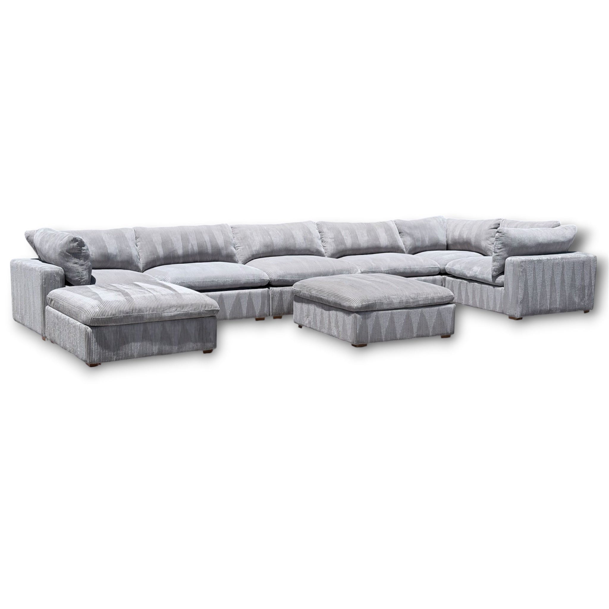 Beautiful Corduroy XL Modular Sectional 8 Pieces With 2 Ottomans