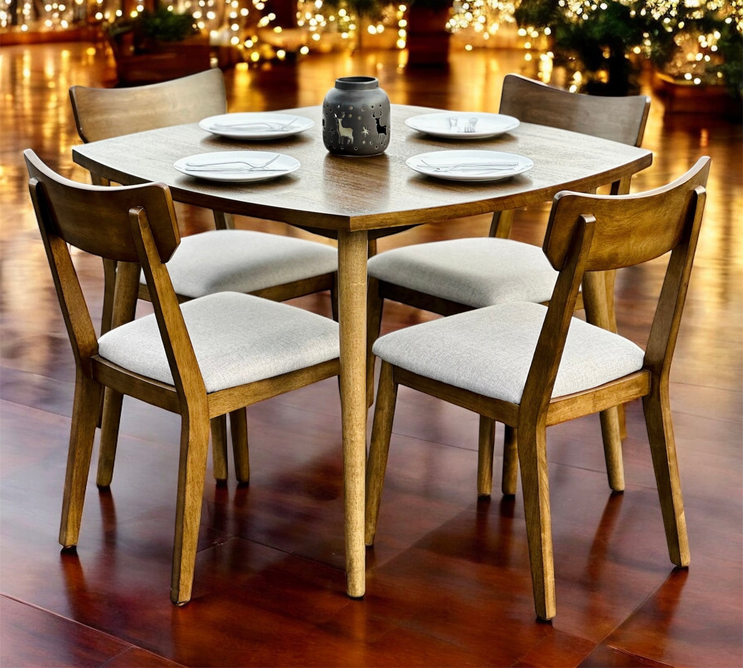 Beautiful Walnut MCM 5 Piece Dining Table & Chairs