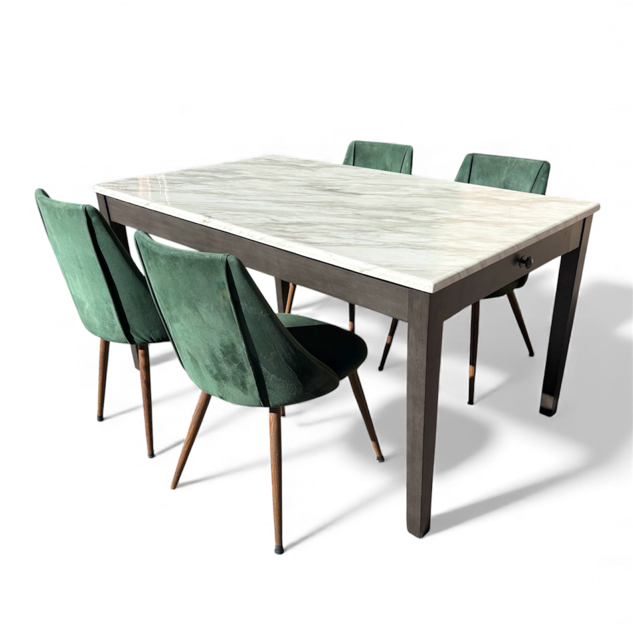 Beautiful Dining Set 5 Pieces with Beautiful Emerald Green Velvet Chairs￼