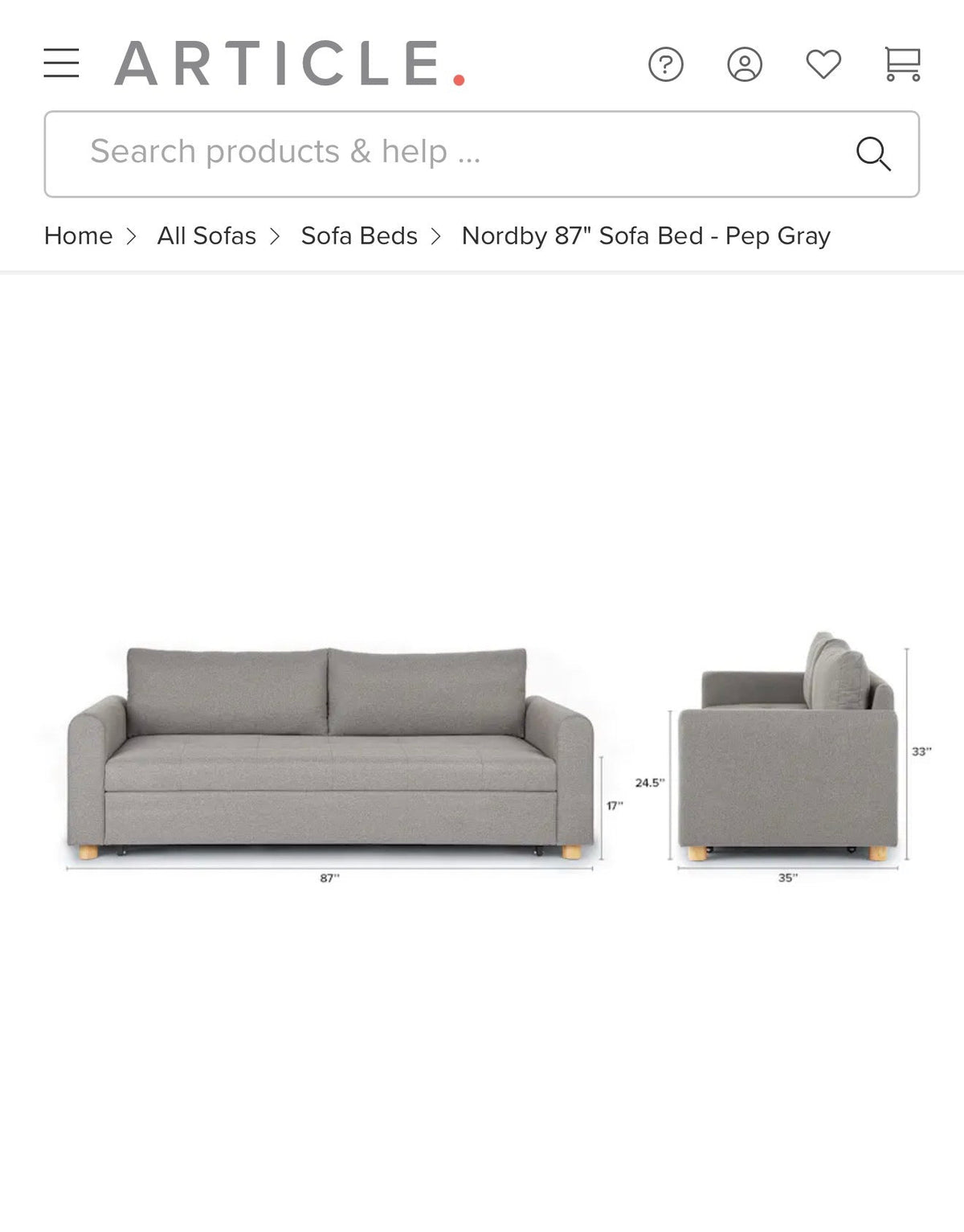Beautiful ARTICLE Sofa Bed Couch