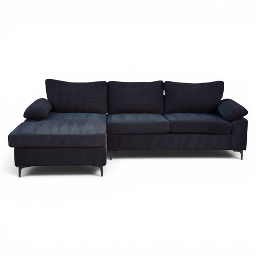 Beautiful Black Corduroy Couch L-Shape Sectional