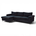 Beautiful Black Corduroy Couch L-Shape Sectional